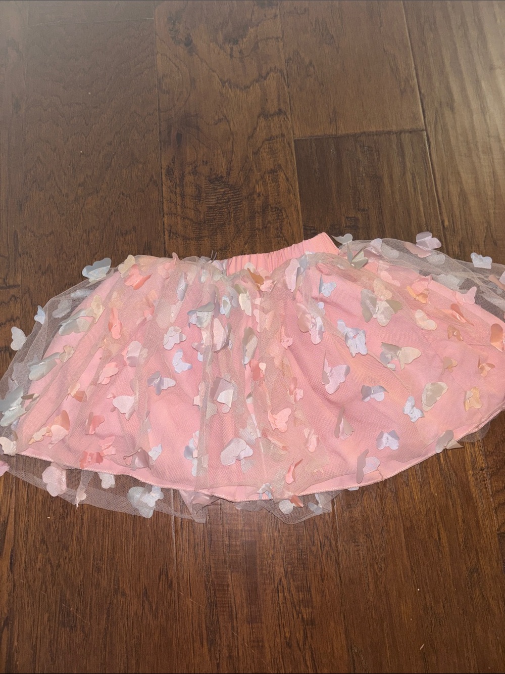 Pink Butterfly Appliqué Tulle Skirt - 5/6y
